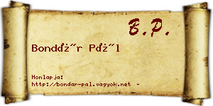 Bondár Pál névjegykártya
